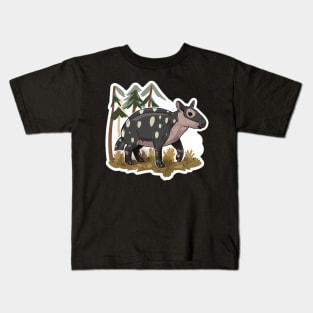 Cute Mountain Tapir Illustration - Adorable Animal Art Kids T-Shirt